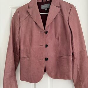 Ann Taylor Pink Leather Jacket Blazer